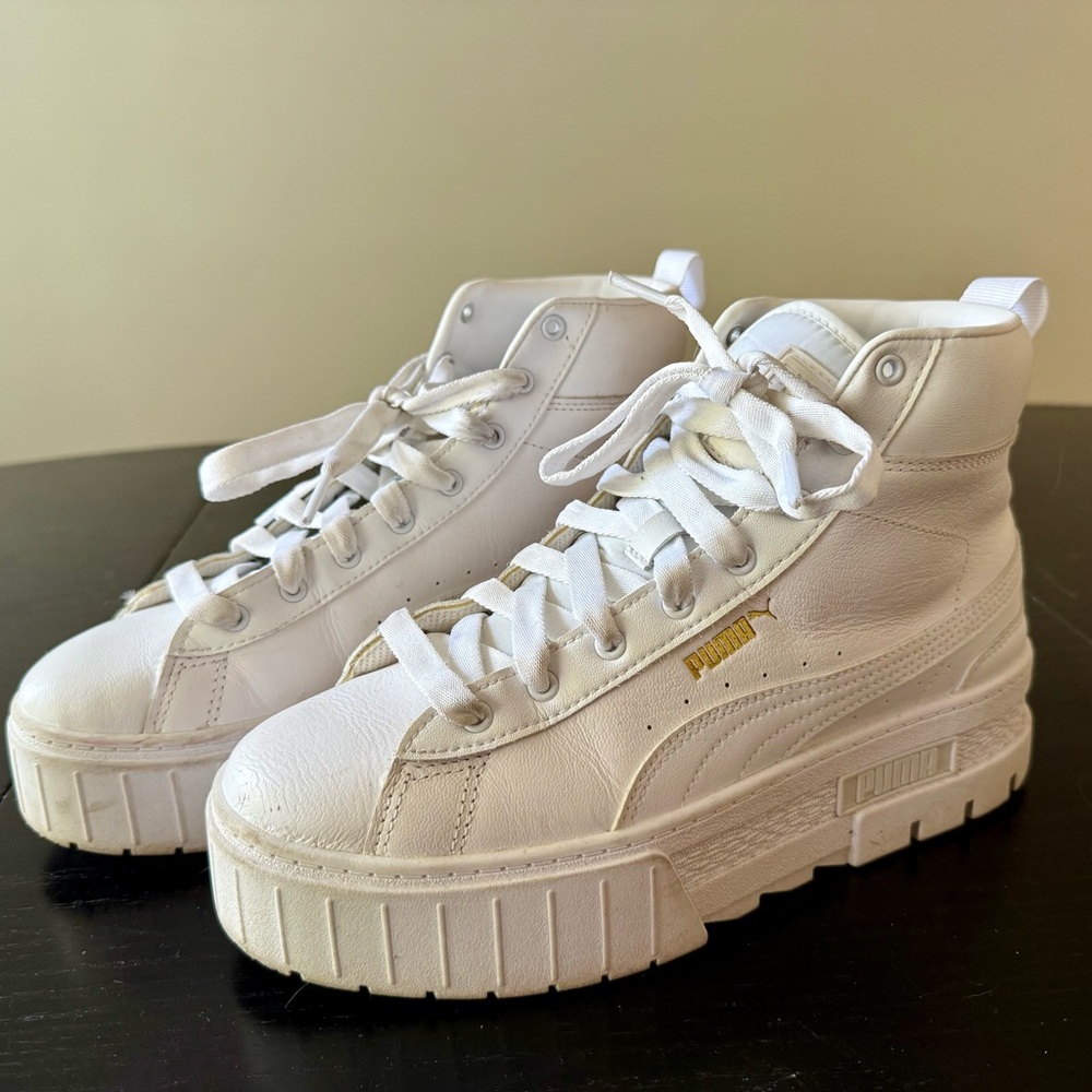 Puma Mayze Mid Chunky Sneakers in Triple White